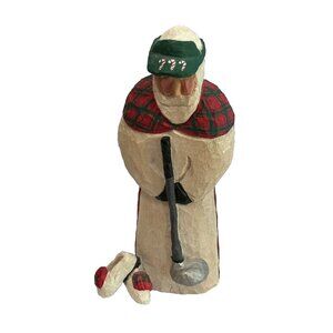 MacDonald Claus 1997 Carved Wood Scottish Golfer Figurine Scotland Signed Artist